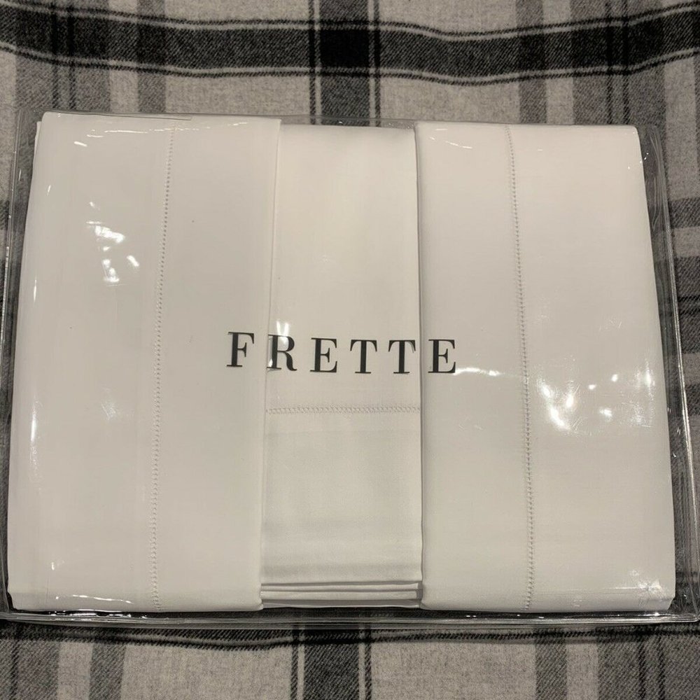 FRETTE MONZA QUEEN 4 PIECE SHEET SET WHITE SATEEN